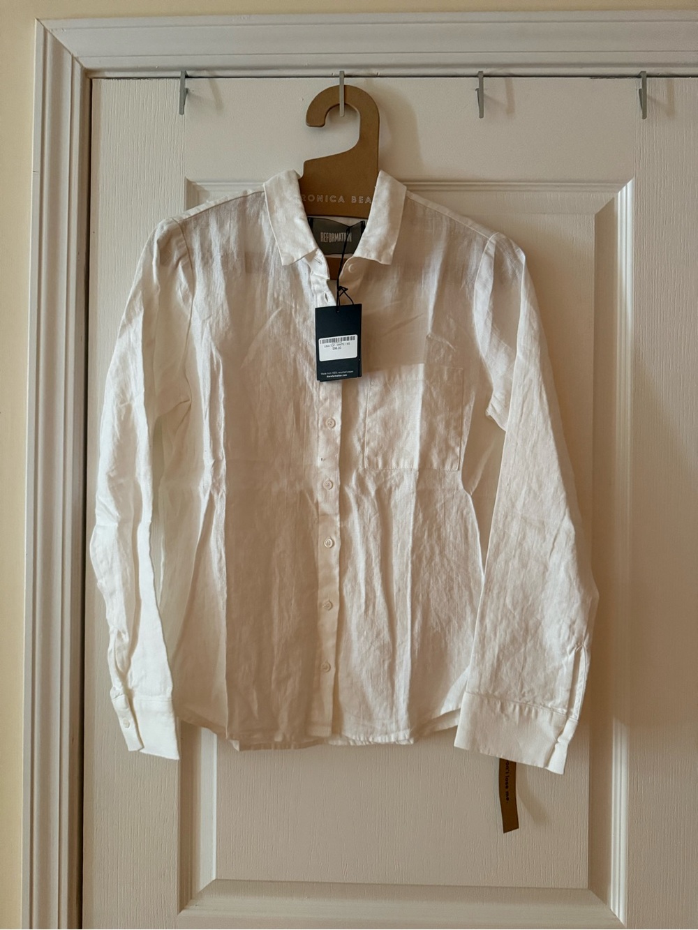 Reformation Lina white button down linen shirt NWT XS